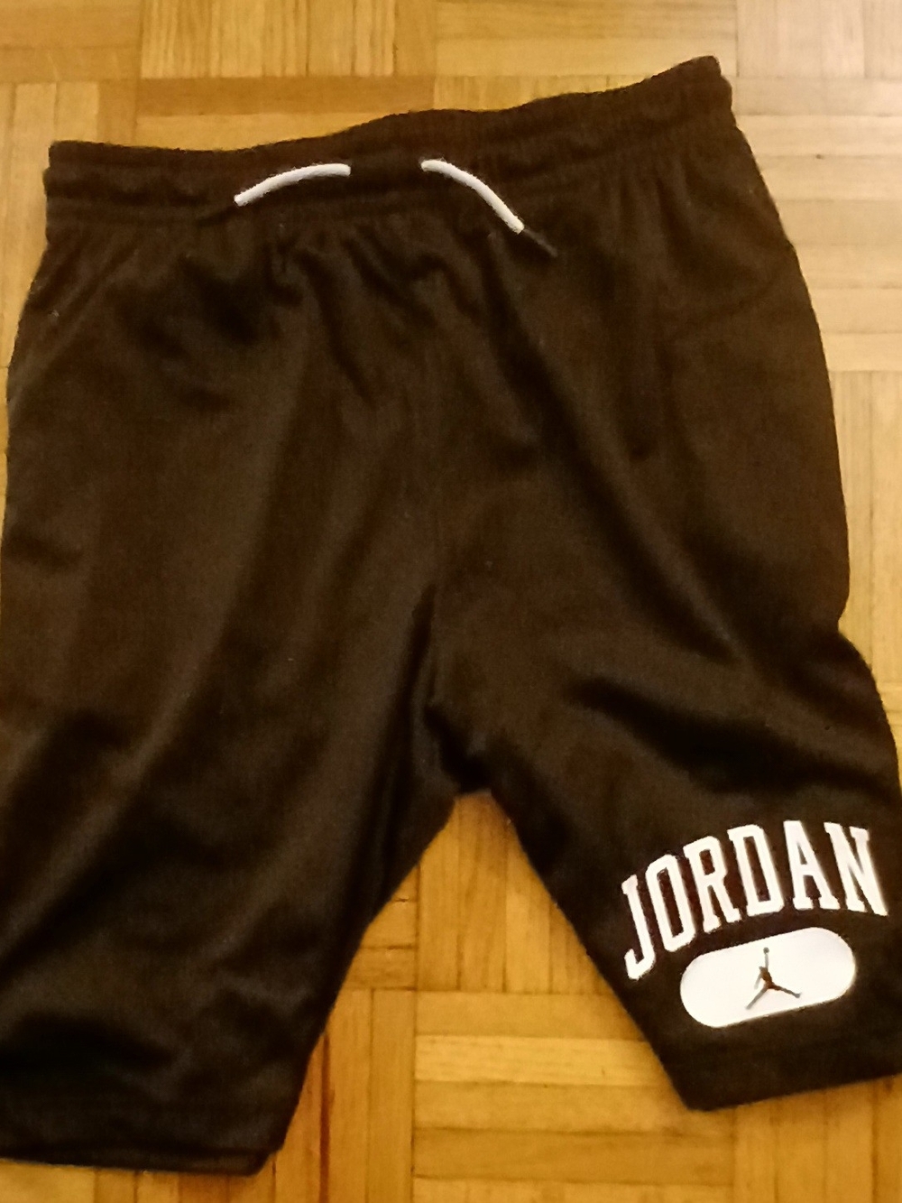 Jordan Black Shorts with White Logo and Drawstring